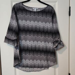 Womens Croft & Barrow Polka Dot Textured Blouse Size Large